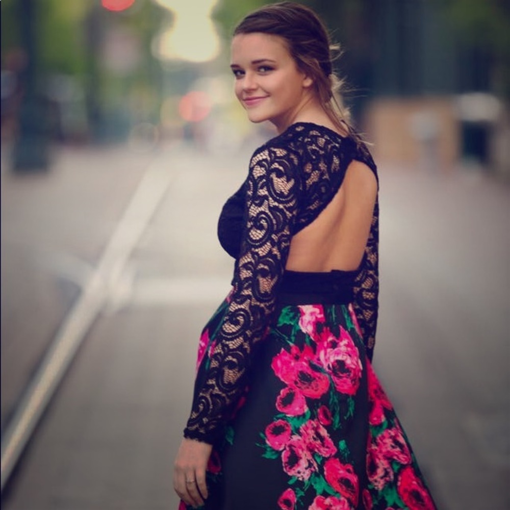 2-Piece Floral Prom Dress